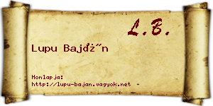 Lupu Baján névjegykártya